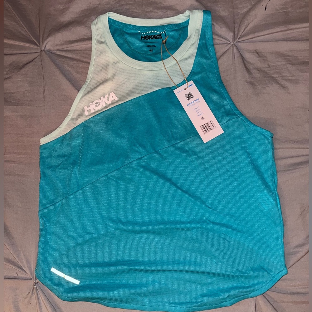 Aqua blue Hoka workout Tanktop